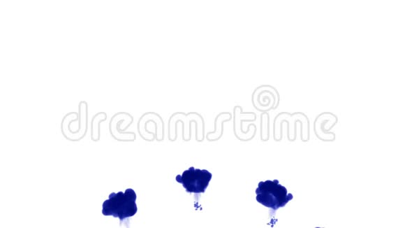 白色背景上的蓝色墨水三维渲染与卢马哑光圆形注墨结构视频的预览图