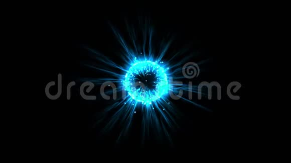 蓝色耀斑球光纤激光飞行粒子能量技术背景视频的预览图