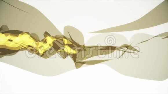 柔和的丝绸黄色的丝带轻柔的流动数字模拟湍流抽象动画新质量视频的预览图