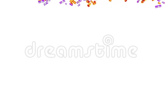 许多紫色的雨银丝带和黄色的红丝带礼物视频的预览图