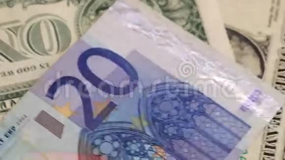 欧元和美元纸币特写视频的预览图