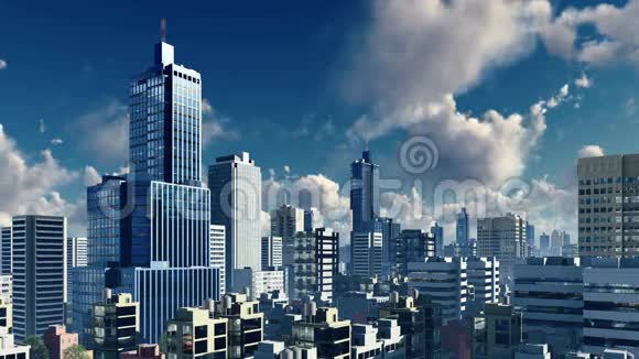 白天的云层覆盖着大城市的天际线视频的预览图