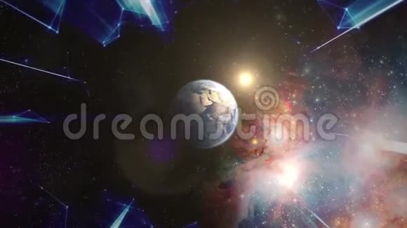 从地球上飞过星星库存神奇的球从太空看到的地球上空的日出视频的预览图