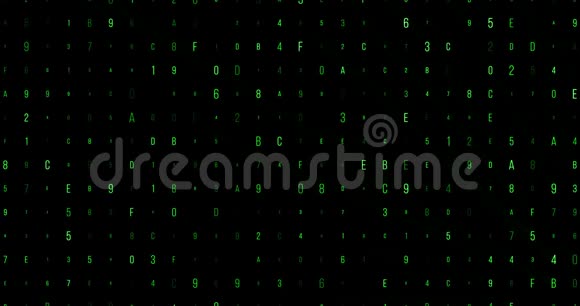 绿色数字和字母数字码流计算机产生的无缝循环抽象运动背景黑客和新视频的预览图