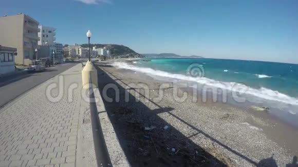 希腊罗得斯美丽的爱琴海海岸时间流逝4K视频的预览图