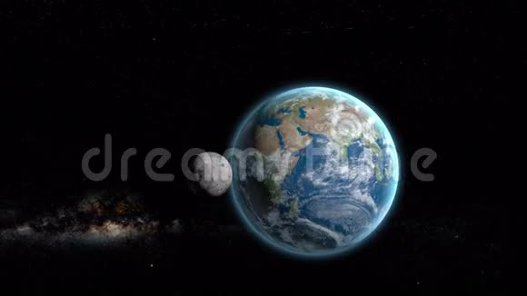 3D模拟月球绕地球旋转空间视图视频的预览图