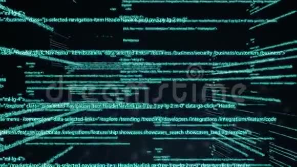在虚拟空间中运行的计算机代码相机穿过文本抽象技术编程代码计算机视频的预览图
