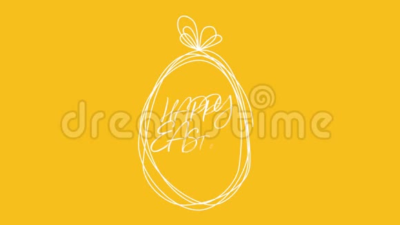 黄色背景的复活节快乐文字和彩蛋视频的预览图