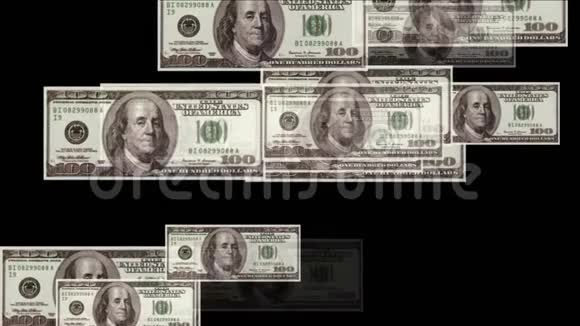 浮动100美元货币财富背景视频的预览图