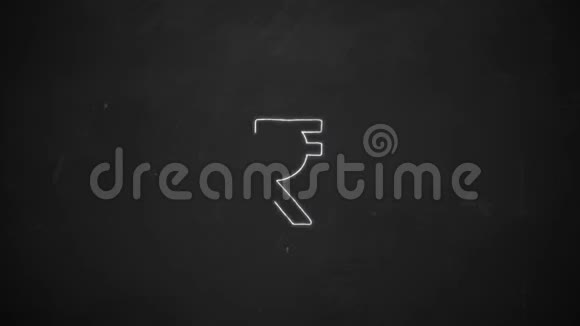 黑板上用白色粉笔显示卢比符号的手绘线条艺术视频的预览图