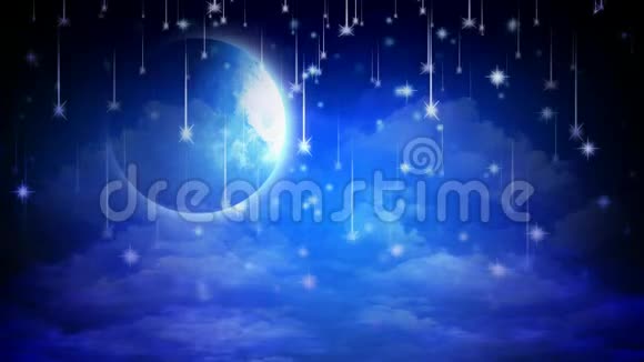 美丽的流星和满月最好的循环视频背景让婴儿睡觉平静放松视频的预览图