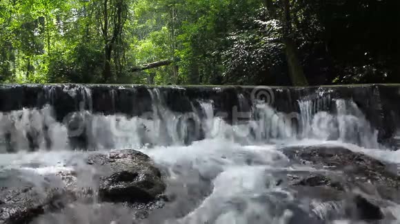 国家公园的森林瀑布锁定镜头视频的预览图