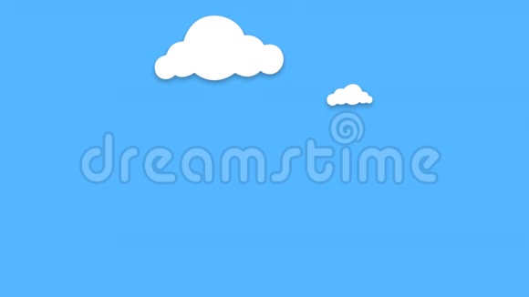 不同形状的卡通云出现在蓝色背景上视频的预览图
