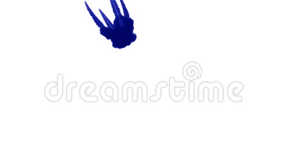 大量的孤立的蓝色墨水注入蓝色书写墨水滴在水里慢镜头使用墨水视频的预览图
