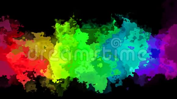 动画彩色彩色背景无缝环视频水彩画效果霓虹灯全彩色光谱彩虹视频的预览图