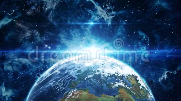3D地球在日光国际标志运动背景背景退视频的预览图