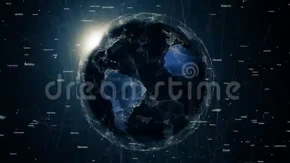 地球周围的全球网络连接4k视频的预览图