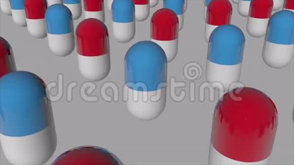 红色和蓝色医用胶囊的三维渲染视频的预览图
