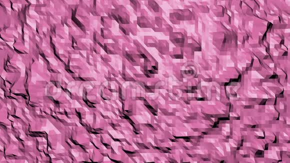 玫瑰色或粉红色低聚振荡表面作为景观或地形多边形镶嵌红色振动环境或视频的预览图