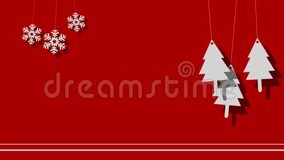 树和雪花在弦上的矢量圣诞背景视频的预览图