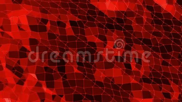 抽象挥动红色低聚表面作为科幻景观在时尚低聚设计多角形镶嵌背景视频的预览图