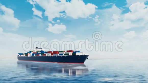 大型无品牌海运集装箱船视频的预览图
