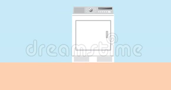 洗衣房配有洗衣机和烘干机2d卡通动画4k视频的预览图