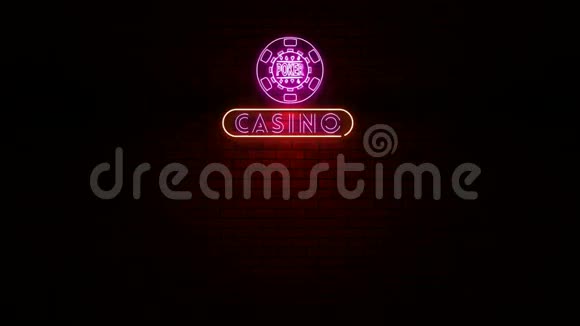 赌场塔布霓虹灯标志视频的预览图