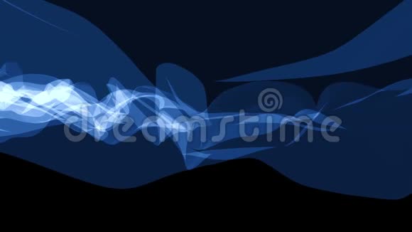 柔和的丝烟蓝丝带轻柔的流动数字模拟湍流抽象动画新质量视频的预览图