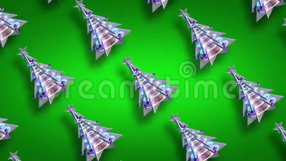圣诞装饰圣诞树环绿色闪光视频的预览图