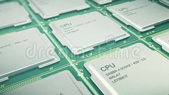 中央计算机处理器CPU概念技术背景无缝环三维动画视频的预览图