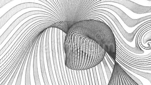 网格网多边形线框抽象三维螺旋绘图动画背景新质量运动图形复古视频的预览图