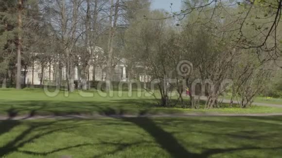 人们在公园里散步温暖的晴天视频的预览图