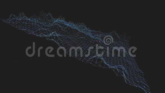 抽象干净的蓝色挥动三维网格或网格作为创意背景蓝色几何振动环境或脉动视频的预览图