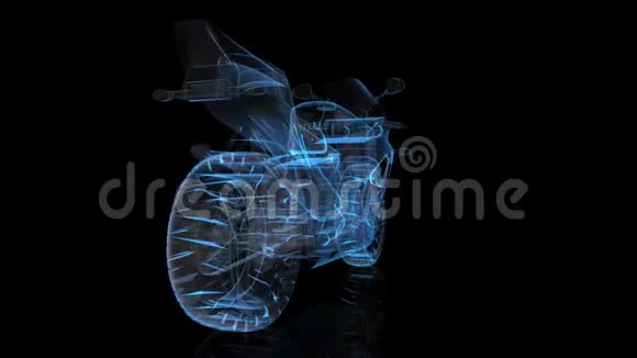 旋转摩托车黑色和蓝色光泽形成模型摩托车360度视频的预览图