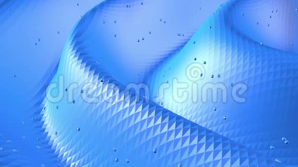 蓝色低聚塑料表面作为折纸景观蓝色多边形几何塑料环境或脉动背景视频的预览图
