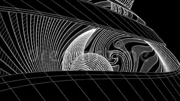 网格网多边形线框抽象三维螺旋绘图动画背景新质量运动图形复古视频的预览图