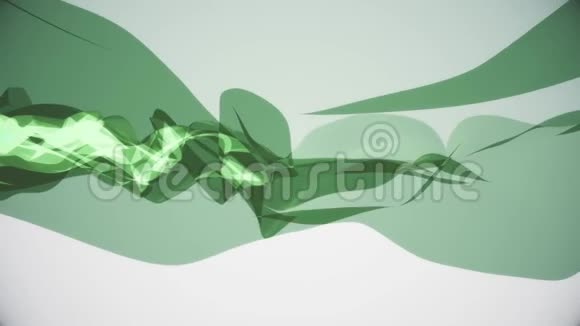 柔和的丝绸绿色的丝带轻柔的流动数字模拟湍流抽象动画新质量视频的预览图