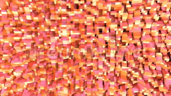 摘要简单的粉红色橙色低聚三维表面作为原子结构移动的软几何低聚运动背景视频的预览图