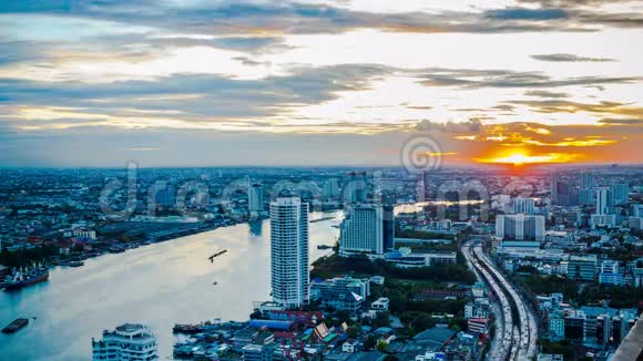 泰国曼谷日落鸟瞰图视频的预览图
