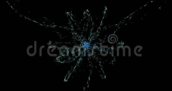 闪闪发光的粒子在黑暗的空间中移动这是明亮的节日背景4k三维动画视频的预览图