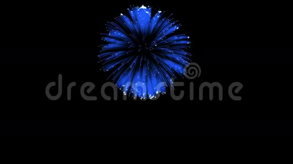 色彩斑斓的单根烟火在夜晚壮观的单一烟花3D渲染蓝色版本41视频的预览图