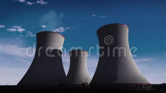 熏制核电站冷却塔火电厂云天观影像视频的预览图