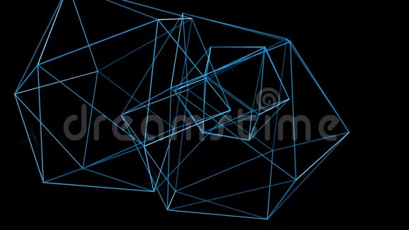 抽象蓝色挥动三维网格或网格的脉动几何物体用作抽象背景蓝色几何振动视频的预览图