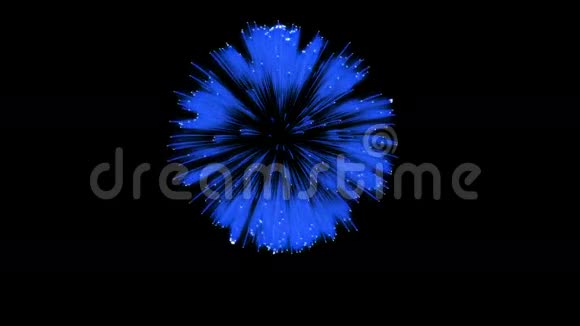 色彩斑斓的单根烟火在夜晚壮观的单一烟花3D渲染蓝色版本44视频的预览图