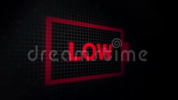 三维动画动画背景与充电辉光电池图标深红色小屏幕上的黑色像素屏幕视频的预览图