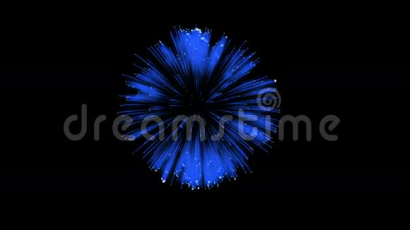 色彩斑斓的单根烟火在夜晚壮观的单一烟花3D渲染蓝色版本40视频的预览图