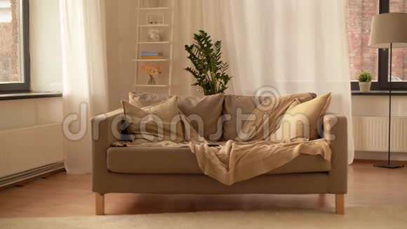 沙发配有舒适的家庭客厅坐垫视频的预览图