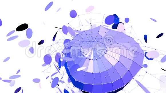 抽象紫罗兰挥舞三维网格或网格的脉动几何物体用作抽象的控制论背景紫罗兰视频的预览图
