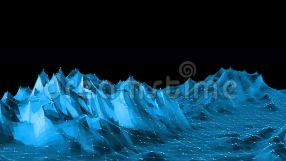 蓝色低聚发光表面作为可爱的背景蓝色多边形几何发光环境或脉动背景视频的预览图